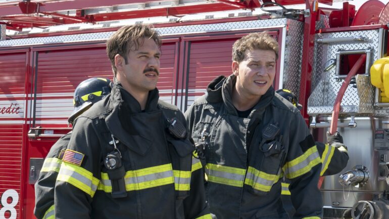 Ryan Guzman as Eddie, Oliver Stark as Buck — '9-1-1' Season 8 Premiere "Buzzkill"