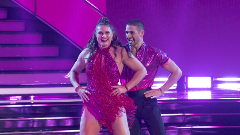 Ilona Maher and Alan Bersten dancing on 'Dancing With The Stars'