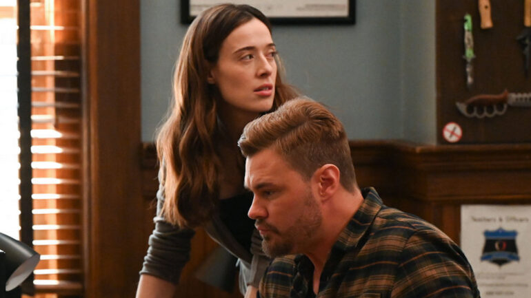 Marina Squerciati as Kim Burgess, Patrick John Flueger as Adam Ruzek in 'Chicago P.D.' Season 11 Episode 9 - 'Somos Unos'