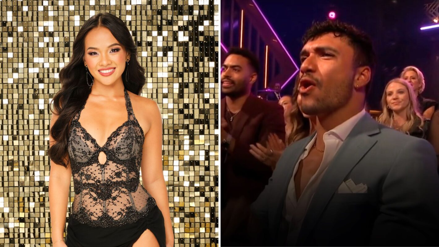 Jenn Tran on 'Dancing With the Stars'; Jonathon Johnson in the audience on 'DWTS'