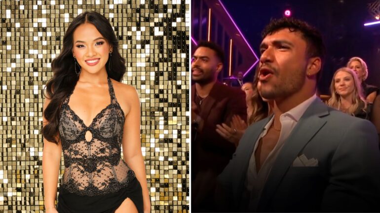 Jenn Tran on 'Dancing With the Stars'; Jonathon Johnson in the audience on 'DWTS'